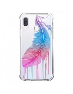 Coque Samsung Galaxy A40 Plume Feather Arc en Ciel...