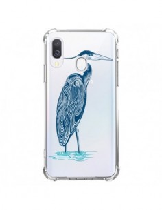 Coque Samsung Galaxy A40 Heron Blue Oiseau Transparente -...