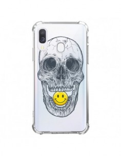Coque Samsung Galaxy A40 Tête de Mort Smiley Transparente...