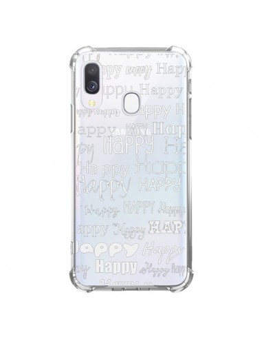 Coque Samsung Galaxy A40 Happy Happy Blanc Transparente - R Delean
