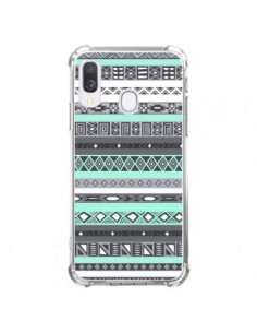 Coque Samsung Galaxy A40 Azteque Aztec Bleu Pastel - Rex...