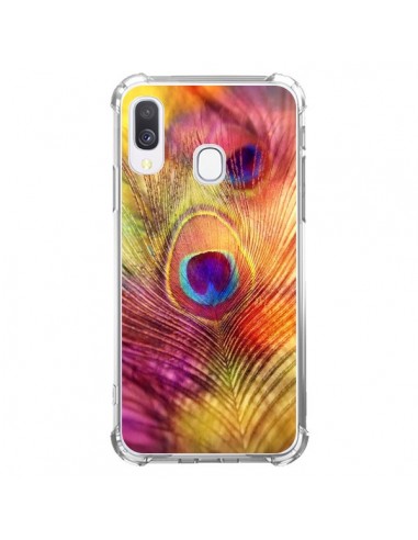 Coque Samsung Galaxy A40 Plume de Paon Multicolore - Sylvia Cook