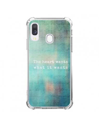 Coque Samsung Galaxy A40 The heart wants what it wants Coeur - Sylvia Cook