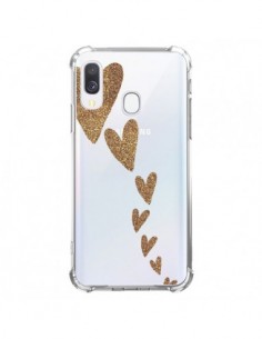 Coque Samsung Galaxy A40 Coeur Falling Gold Hearts...