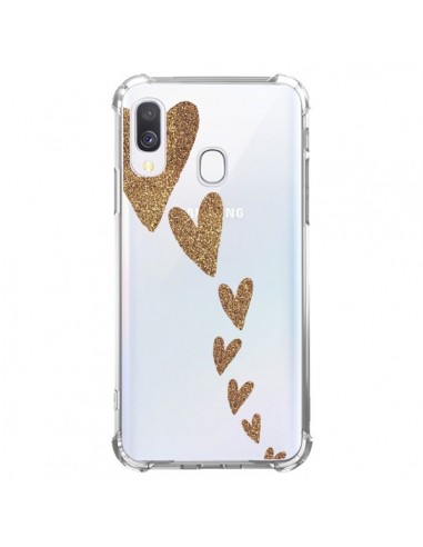 Coque Samsung Galaxy A40 Coeur Falling Gold Hearts Transparente - Sylvia Cook