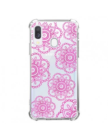 Coque Samsung Galaxy A40 Pink Doodle Flower Mandala Rose Fleur Transparente - Sylvia Cook