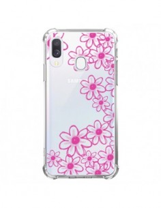 Coque Samsung Galaxy A40 Pink Flowers Fleurs Roses...
