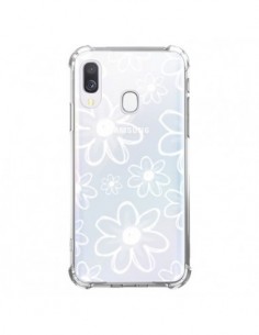 Coque Samsung Galaxy A40 Mandala Blanc White Flower...