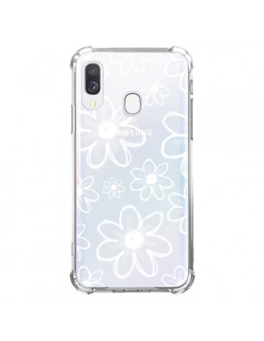 Coque Samsung Galaxy A40 Mandala Blanc White Flower Transparente - Sylvia Cook