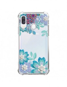 Coque Samsung Galaxy A40 Winter Flower Bleu, Fleurs...