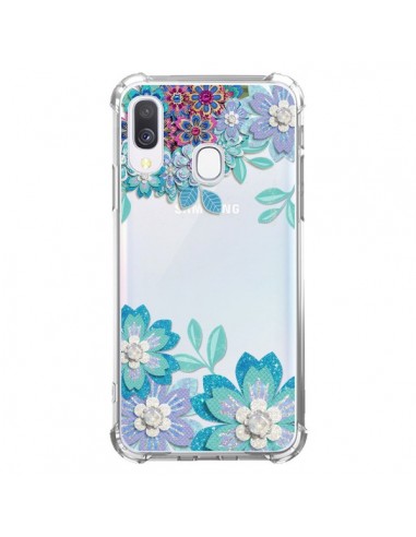 Coque Samsung Galaxy A40 Winter Flower Bleu, Fleurs d'Hiver Transparente - Sylvia Cook