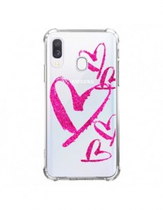 Coque Samsung Galaxy A40 Pink Heart Coeur Rose...