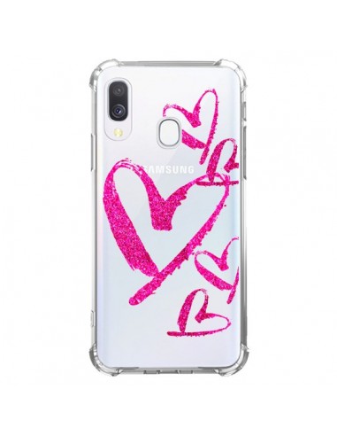 Coque Samsung Galaxy A40 Pink Heart Coeur Rose Transparente - Sylvia Cook
