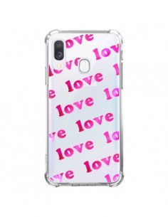 Coque Samsung Galaxy A40 Pink Love Rose Transparente -...