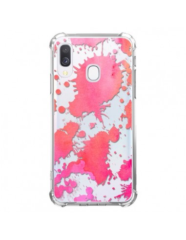 Coque Samsung Galaxy A40 Watercolor Splash Taches Rose Orange Transparente - Sylvia Cook