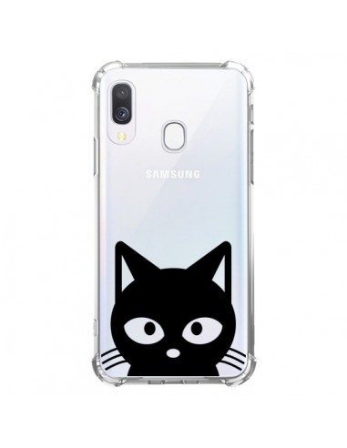 Coque Samsung Galaxy A40 Tête Chat Noir Cat Transparente - Yohan B.