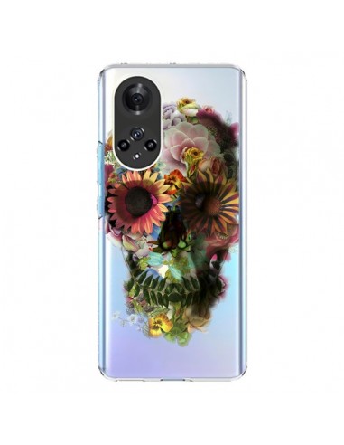 Coque Honor 50 et Huawei Nova 9 Skull Flower Tête de Mort Transparente - Ali Gulec