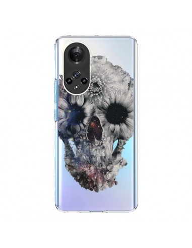 Coque Honor 50 et Huawei Nova 9 Floral Skull Tête de Mort Transparente - Ali Gulec