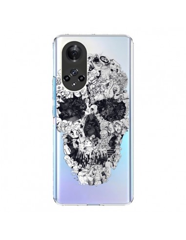 Coque Honor 50 et Huawei Nova 9 Doodle Skull Dessin Tête de Mort Transparente - Ali Gulec