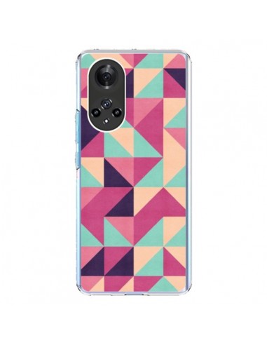 Coque Honor 50 et Huawei Nova 9 Azteque Triangle Rose Vert - Eleaxart