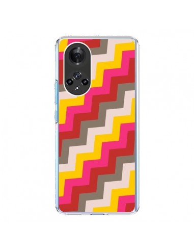 Coque Honor 50 et Huawei Nova 9 Lignes Triangle Azteque Rose Rouge - Eleaxart