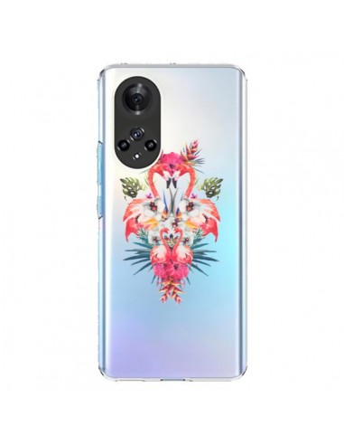 Coque Honor 50 et Huawei Nova 9 Tropicales Flamingos Tropical Flamant Rose Summer Ete - Eleaxart