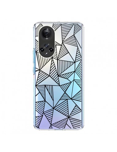 Coque Honor 50 et Huawei Nova 9 Lignes Grilles Triangles Grid Abstract Noir Transparente - Project M