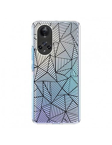 Coque Honor 50 et Huawei Nova 9 Lignes Grilles Triangles Full Grid Abstract Noir Transparente - Project M