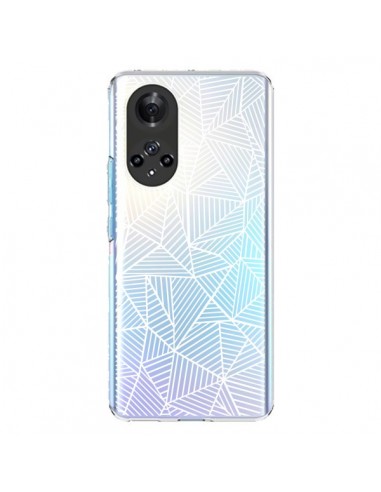 Coque Honor 50 et Huawei Nova 9 Lignes Grilles Triangles Full Grid Abstract Blanc Transparente - Project M