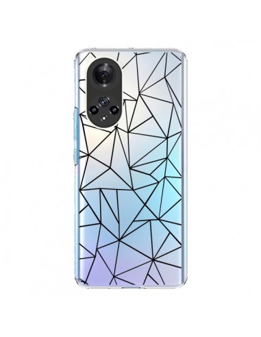 Coque Honor 50 et Huawei Nova 9 Lignes Triangles Grid Abstract Noir Transparente - Project M