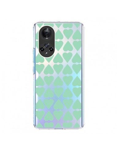 Coque Honor 50 et Huawei Nova 9 Coeurs Heart Mint Bleu Vert Transparente - Project M