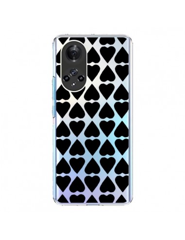 Coque Honor 50 et Huawei Nova 9 Coeurs Heart Noir Transparente - Project M