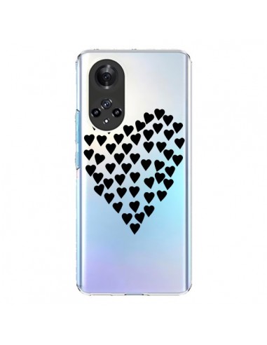 Coque Honor 50 et Huawei Nova 9 Coeurs Heart Love Noir Transparente - Project M