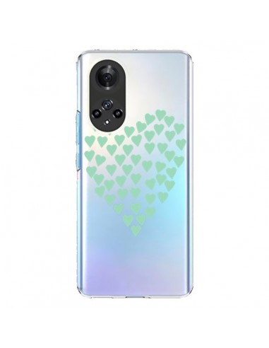 Coque Honor 50 et Huawei Nova 9 Coeurs Heart Love Mint Bleu Vert Transparente - Project M