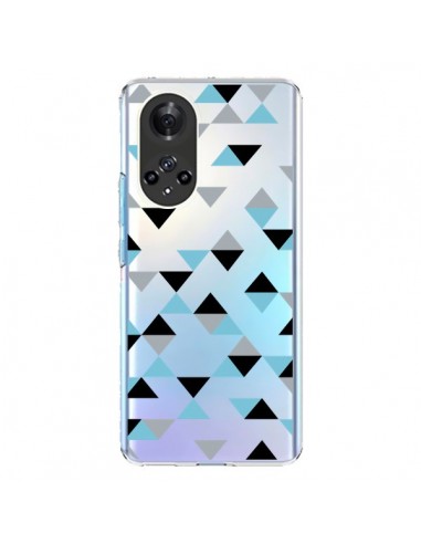 Coque Honor 50 et Huawei Nova 9 Triangles Ice Blue Bleu Noir Transparente - Project M