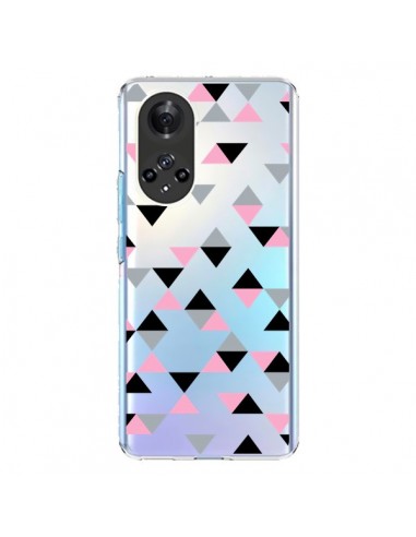 Coque Honor 50 et Huawei Nova 9 Triangles Pink Rose Noir Transparente - Project M