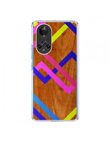 Coque Honor 50 et Huawei Nova 9 Pink Yellow Wooden Bois Azteque Aztec Tribal - Jenny Mhairi