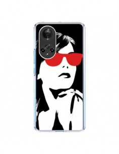 Coque Honor 50 et Huawei Nova 9 Fille Lunettes Rouges -...