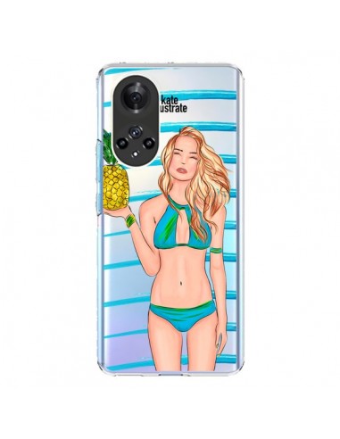 Coque Honor 50 et Huawei Nova 9 Malibu Ananas Plage Ete Bleu Transparente - kateillustrate