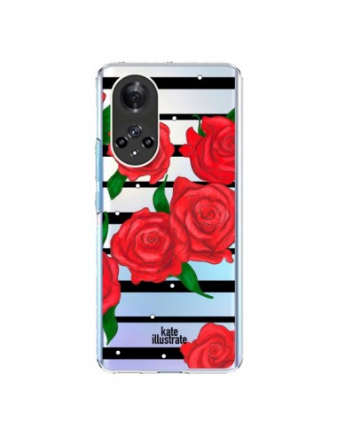 Coque Honor 50 et Huawei Nova 9 Red Roses Rouge Fleurs Flowers Transparente - kateillustrate