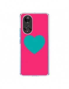 Coque Honor 50 et Huawei Nova 9 Coeur Bleu Fond Rose -...