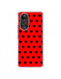 Coque Honor 50 et Huawei Nova 9 Coeurs Noirs Fond Rouge -...