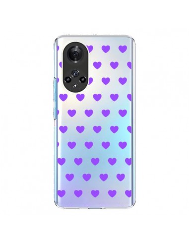 Coque Honor 50 et Huawei Nova 9 Coeur Heart Love Amour Violet Transparente - Laetitia