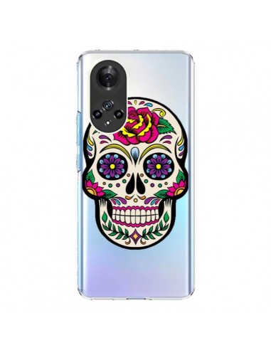 Coque Honor 50 et Huawei Nova 9 Tête de Mort Mexicaine Fleurs Transparente - Laetitia