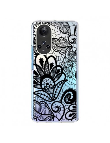 Coque Honor 50 et Huawei Nova 9 Lace Fleur Flower Noir Transparente - Petit Griffin