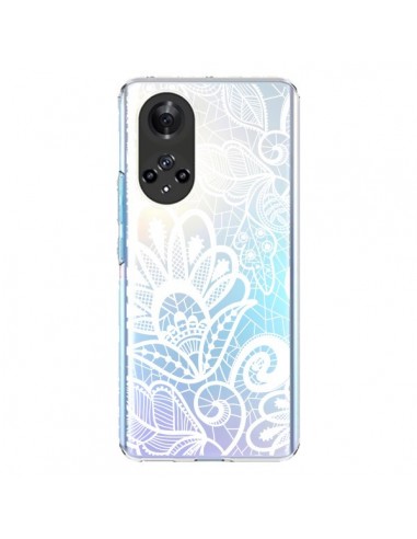 Coque Honor 50 et Huawei Nova 9 Lace Fleur Flower Blanc Transparente - Petit Griffin