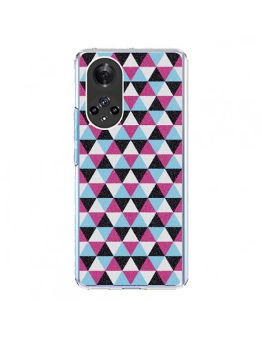 Coque Honor 50 et Huawei Nova 9 Azteque Triangles Rose Bleu Gris - Mary Nesrala