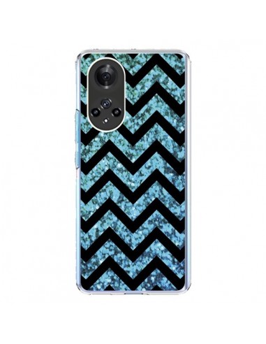 Coque Honor 50 et Huawei Nova 9 Chevron Aqua Sparkle Triangle Azteque - Mary Nesrala