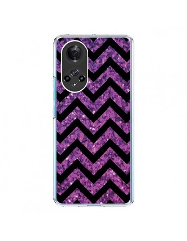 Coque Honor 50 et Huawei Nova 9 Chevron Purple Sparkle Triangle Azteque - Mary Nesrala