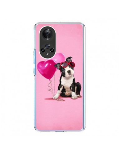 Coque Honor 50 et Huawei Nova 9 Chien Dog Ballon Lunettes Coeur Rose - Maryline Cazenave